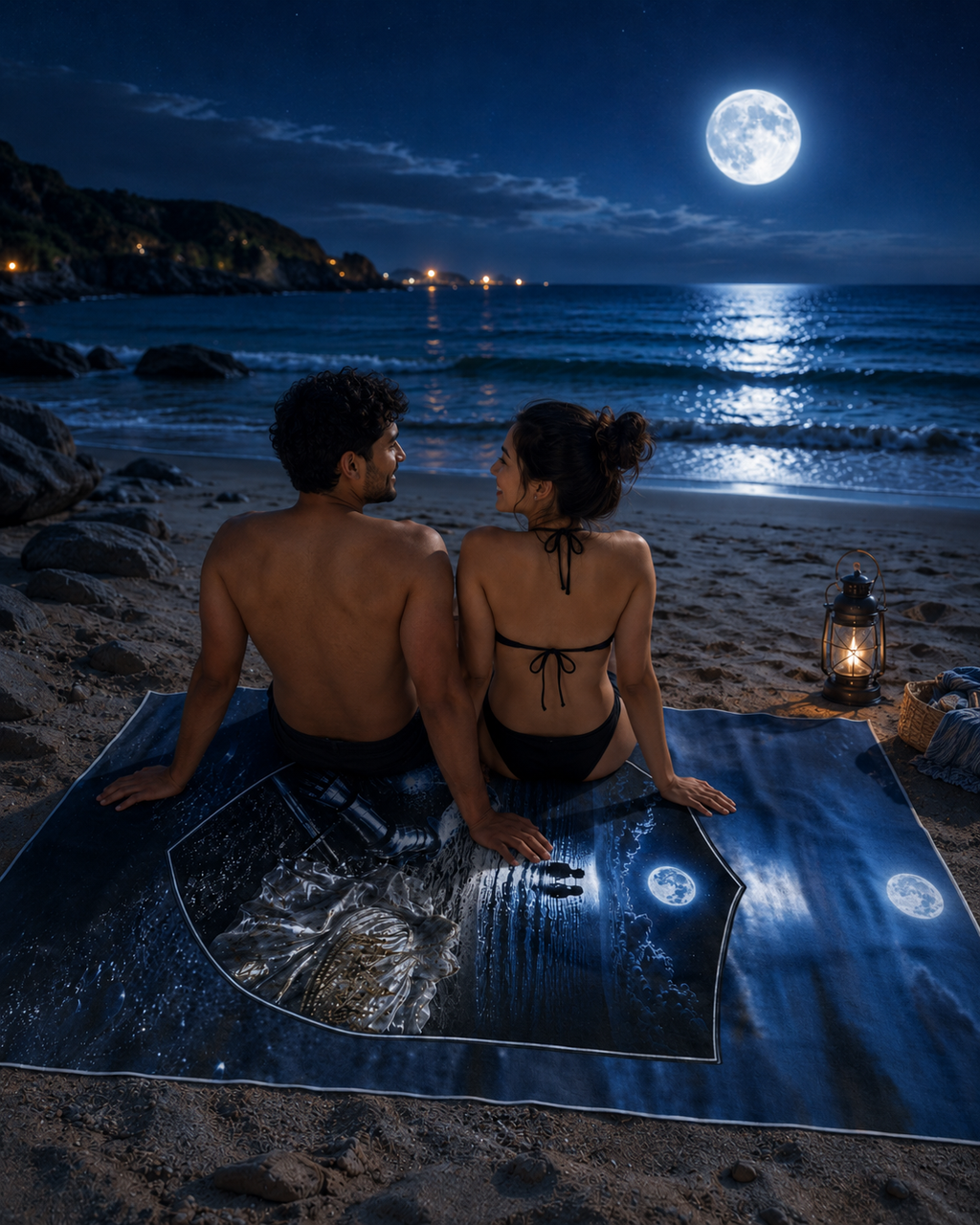 Moonlit Skinny-dip Beach Towel